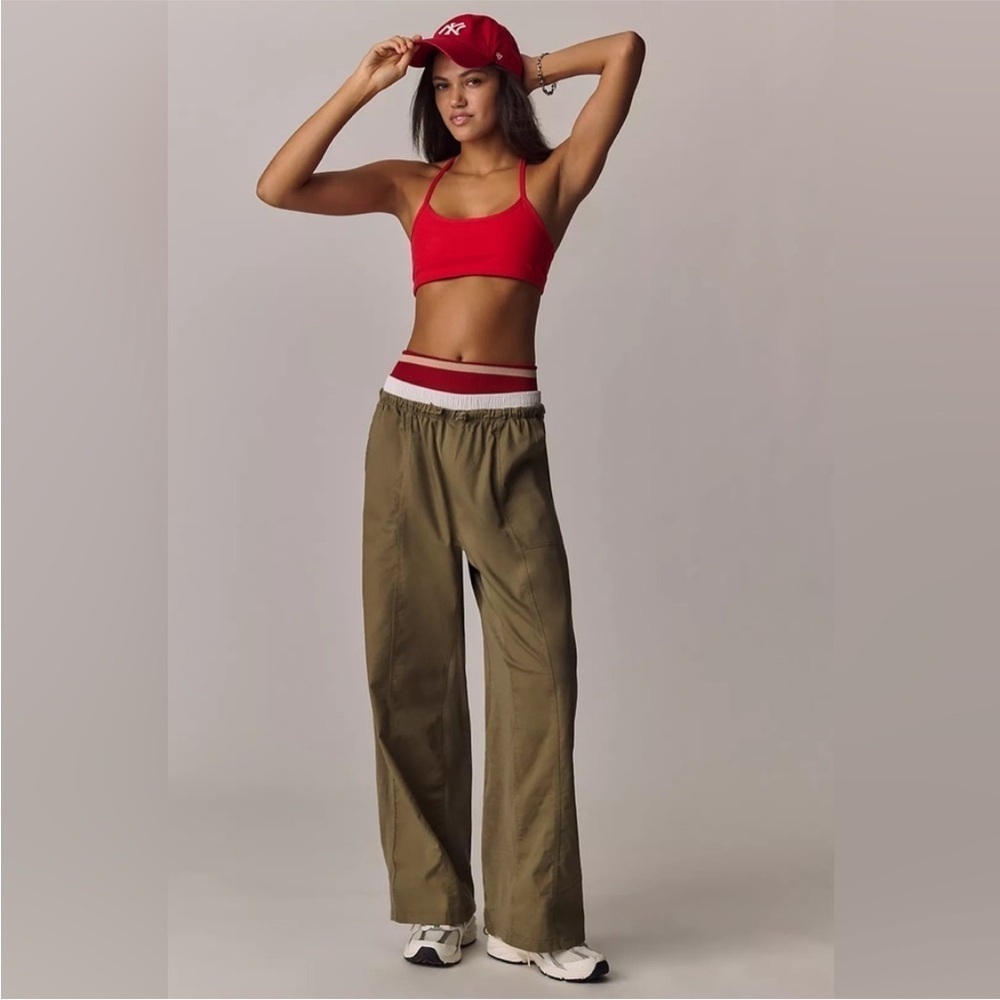 NWT! Anthropologie Daily Practice Drawstring Ruched-Ankle Wide-Leg Trousers 🐬